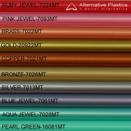 metallic effect acrylic round rod colour swatch