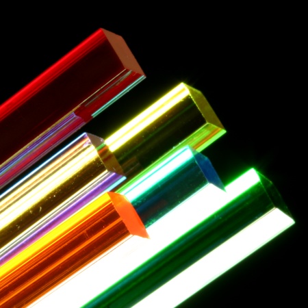 selection of transparent coloured acrylic square bar